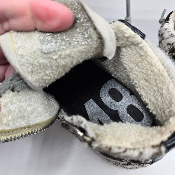 P448 Cow Print Star High-Top Side Zip Softy Glitter Sneaker Size 37 - Picture 9 of 16